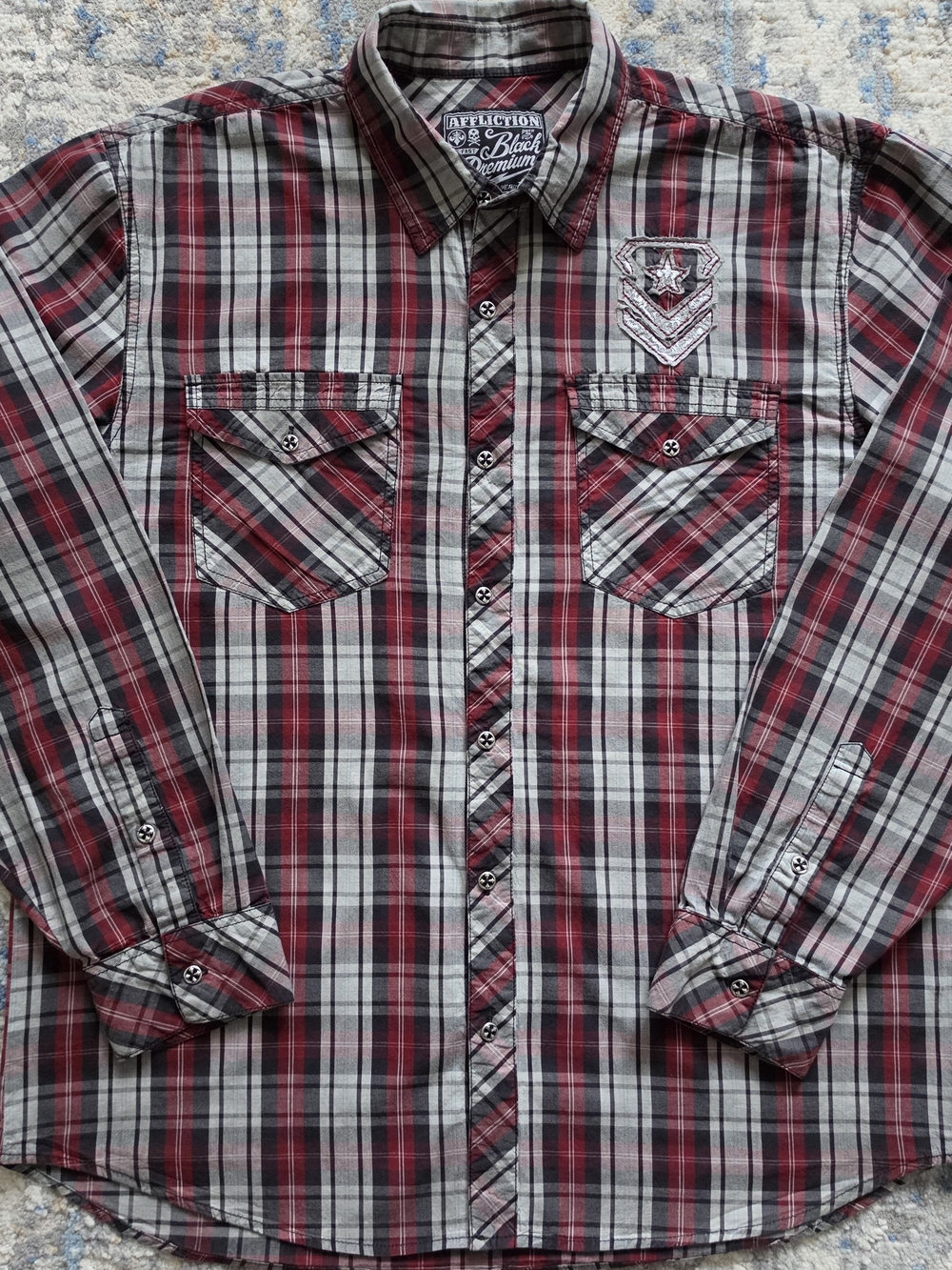 Affliction Men’s Plaid Button-Up Shirt 2XL Athletic Fit